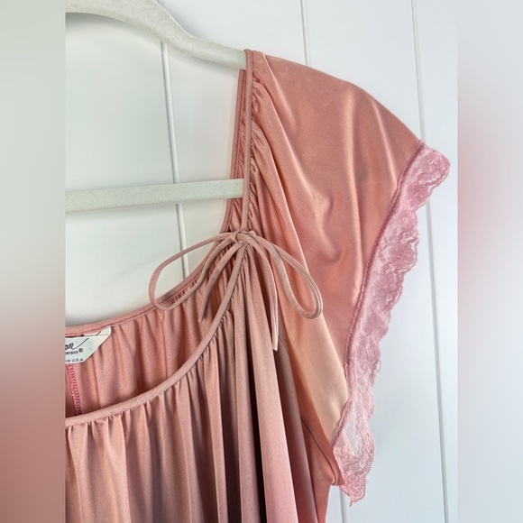 Henson Kickernick 1970s Elegant Bow Vintage Victorian Nightgown Pink Maxi Dress - Picture 3 of 7